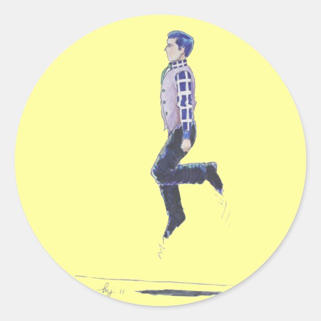 Sticker Rond Danser irlandaise traditionnelle (Devant)