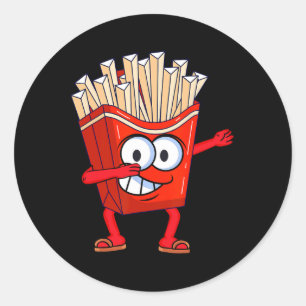 Sticker Rond Danser mignonne Fries Français Dabbing Français Fr