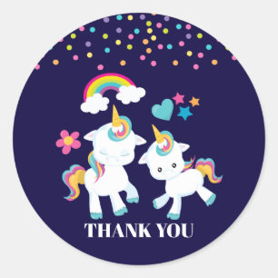 Sticker Rond Danser mignonne Unicornes Magique Arc-en-ciel Merc
