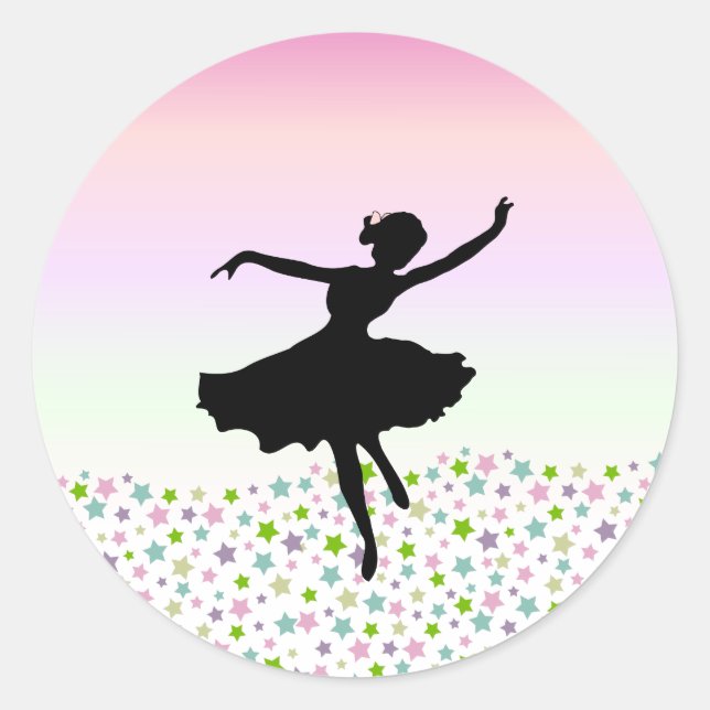 Sticker Rond Danser parmi les étoiles - coucher de soleil rose (Devant)
