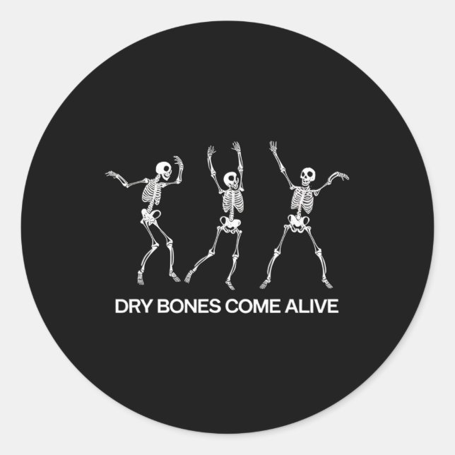 Sticker Rond Danser Skeleton Bible Vernis Dry Bones Venez Vivan (Devant)