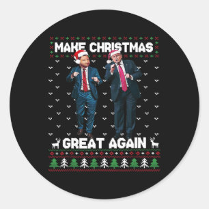 Sticker Rond Danser Trump Père Noël Et Dj Vance Faire Noël Gr