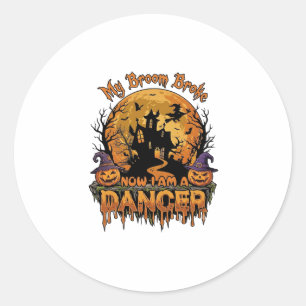 Sticker Rond Danseur de balai cassé Halloween maison hantée cit