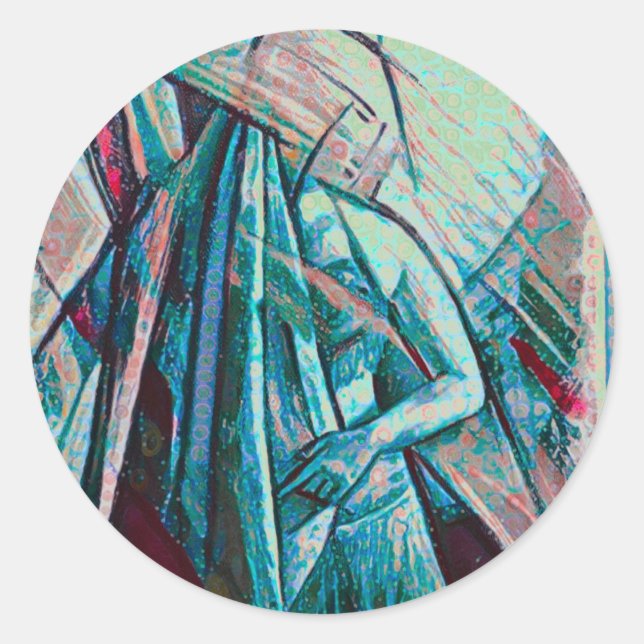 Sticker Rond Danseur de ventre Art Déco Cubiste (Devant)