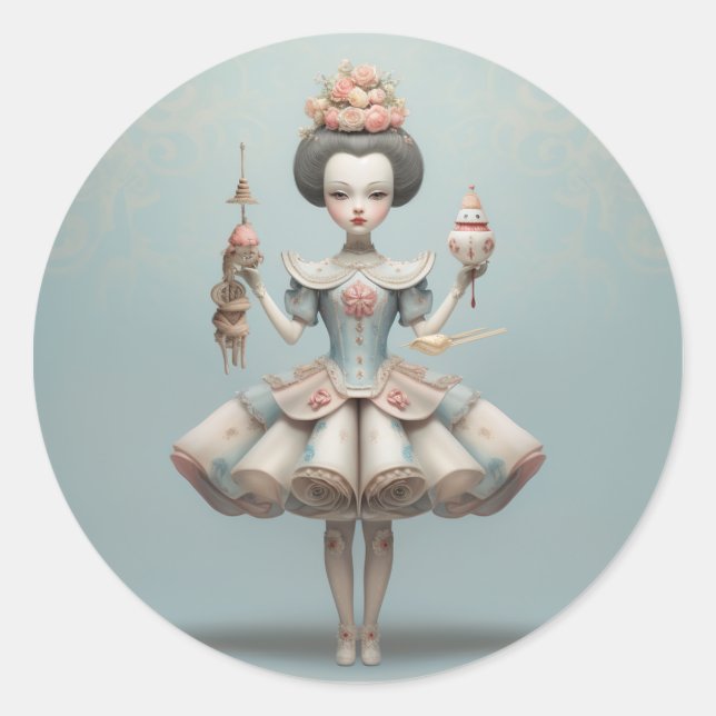 Sticker Rond Danseurs chinois de ballet Casse-Noisette (Devant)