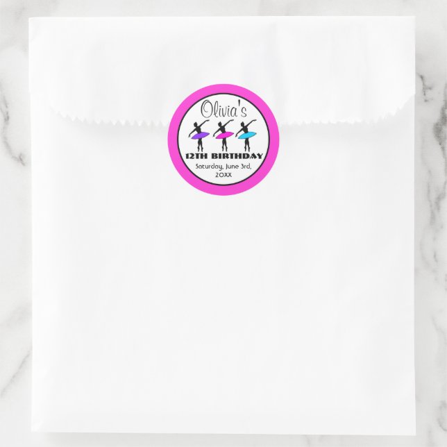 Sticker Rond Danseurs de ballet Ballerina Neon Danse Anniversai (Sac)