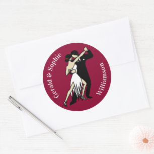 Sticker Rond Danseurs de Tango de style rétro en Bourgogne