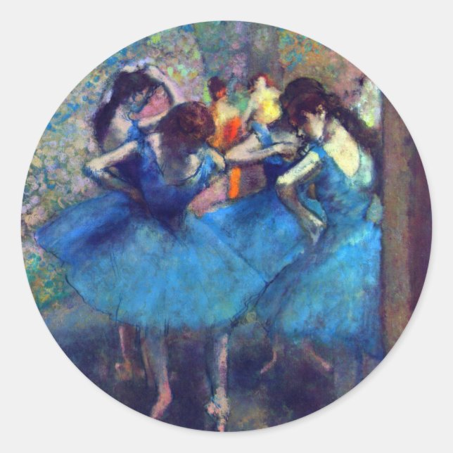 Sticker Rond Danseurs en bleu par Edgar Degas, Ballet Art Vinta (Devant)