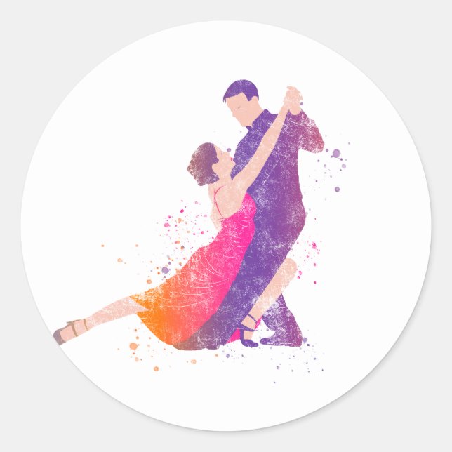Sticker Rond Danseurs Tango Ballroom Flamenco Danser (Devant)