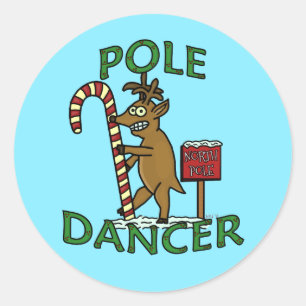 Sticker Rond Danseuse amusante Pun de rennes de Noël