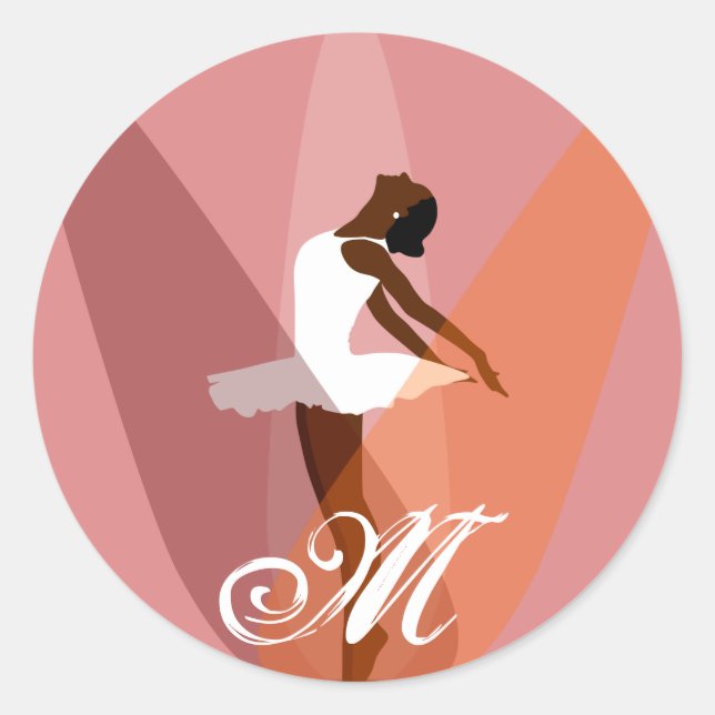 Sticker Rond danseuse de ballet ballerine noire monogramme (Devant)