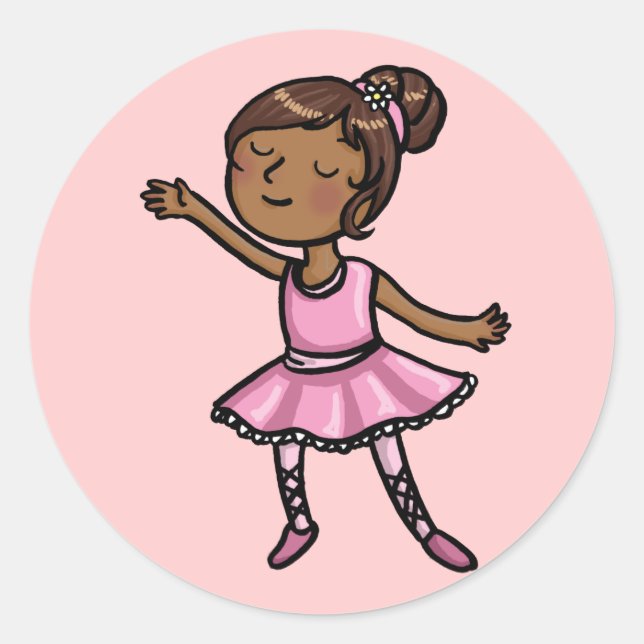Sticker Rond Danseuse de ballet de dessin (Devant)