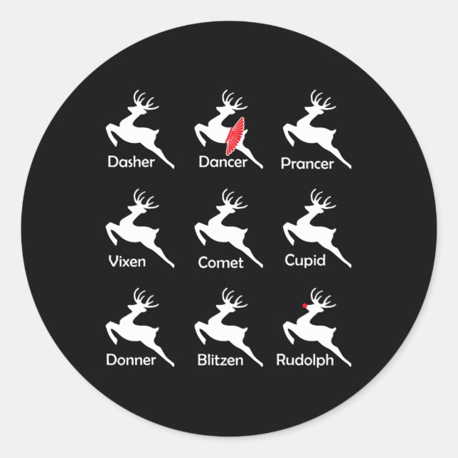 Sticker Rond Danseuse de rennes de Noël Ballet Ballerina Danse  (Devant)
