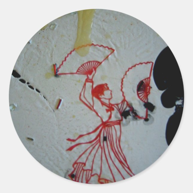 Sticker Rond "Danseuse éventail 2" (Devant)