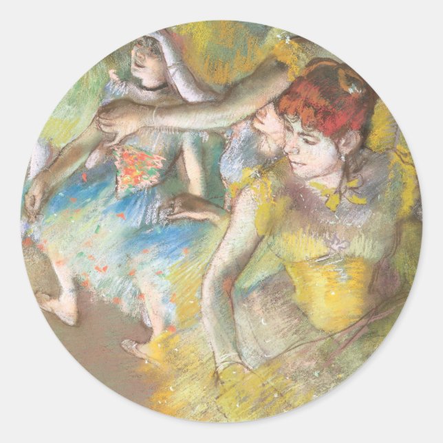 Sticker Rond Danseuses de ballet sur la scène par Edgar Degas (Devant)