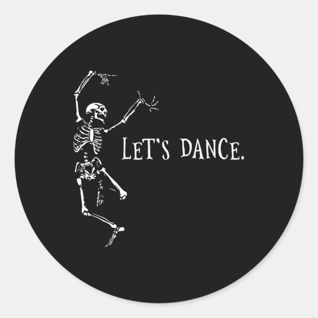 Sticker Rond Dansons Dansons Skeletons Halloween Tee (Devant)