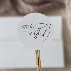 Sticker Rond DARCY moderne noir blanc C'est un Baby shower de f