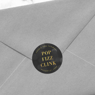 Sticker Rond Dark Bokeh Faux Gold Pop Fizz Clink
