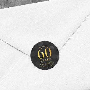 Sticker Rond Dark Bokeh Gold salue à 60 ans Anniversaire