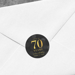 Sticker Rond Dark Bokeh Gold salue à 70 ans anniversaire