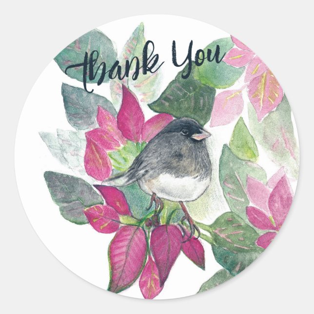 Sticker Rond Dark Eyed Junco Bird Art (Devant)
