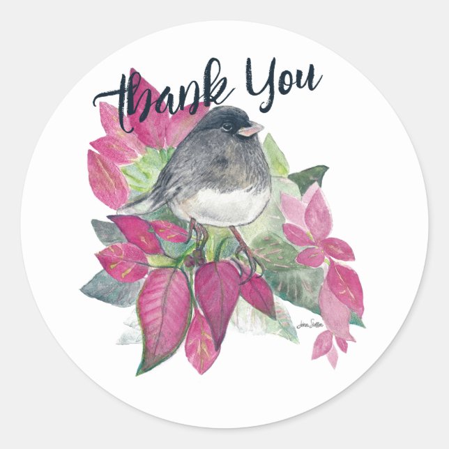 Sticker Rond Dark Eyed Junco Bird Art (Devant)