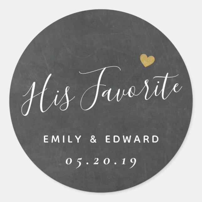 Sticker Rond Dark Grey Sa Faveur De Mariage Favorite (Devant)