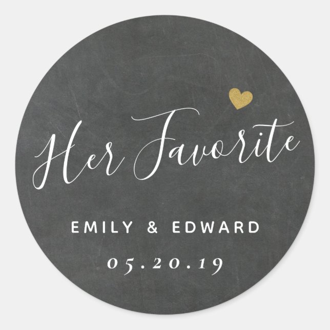 Sticker Rond Dark Grey Sa Faveur De Mariage Favorite (Devant)