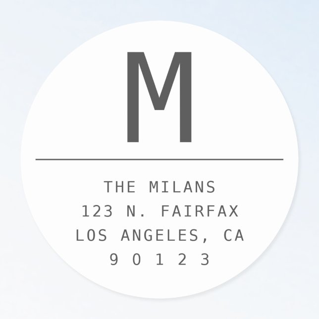 Sticker Rond Dark Grey & White Adresse de retour (Créateur téléchargé)
