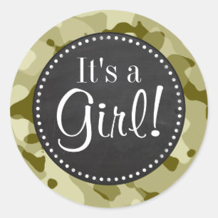 Sticker Rond Dark Khaki Camo ; Retro Chalkboard look