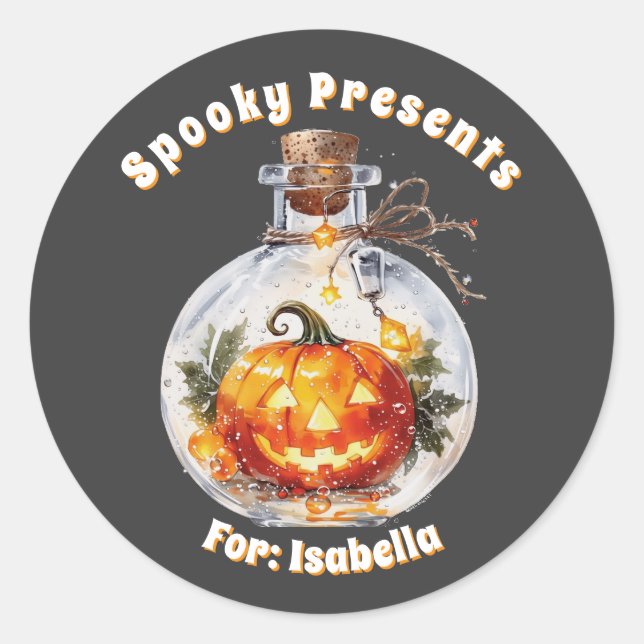 Sticker Rond Dark Magic Glowing Jack O Lantern Pumpkin Custom  (Devant)