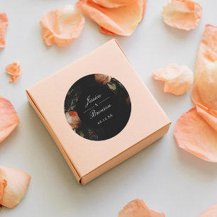Sticker Rond Dark Moody Romantic Floral Néerlandais Mariage