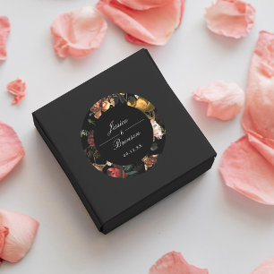 Sticker Rond Dark Moody Romantic Floral Néerlandais Mariage