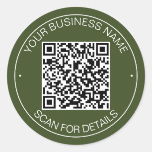 Sticker Rond Dark Moss Green QR Code Smart Contact