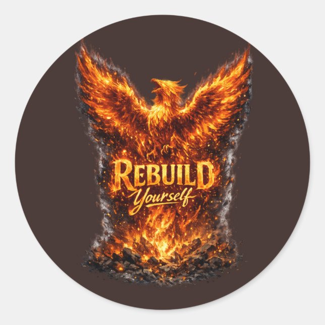 Sticker Rond Dark Phoenix Motivation Design (Devant)