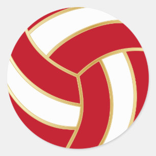 Sticker Rond Dark Red, Gold et White Volleyball