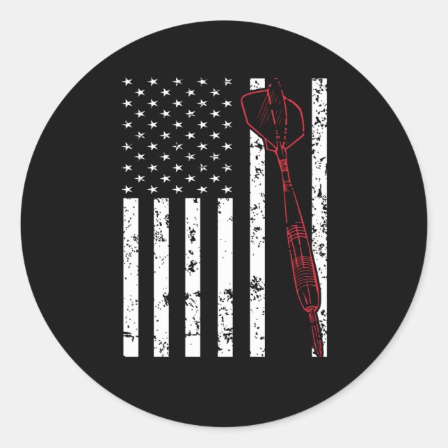 Sticker Rond Darts America Flag Darts Throw Colorful 180 (Devant)