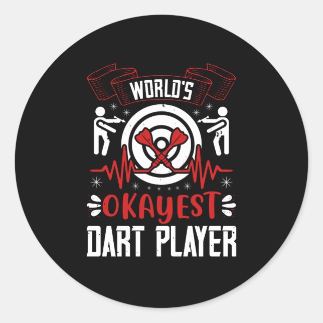 Sticker Rond Darts - Joueur de fléchettes le plus Okayest du mo (Devant)