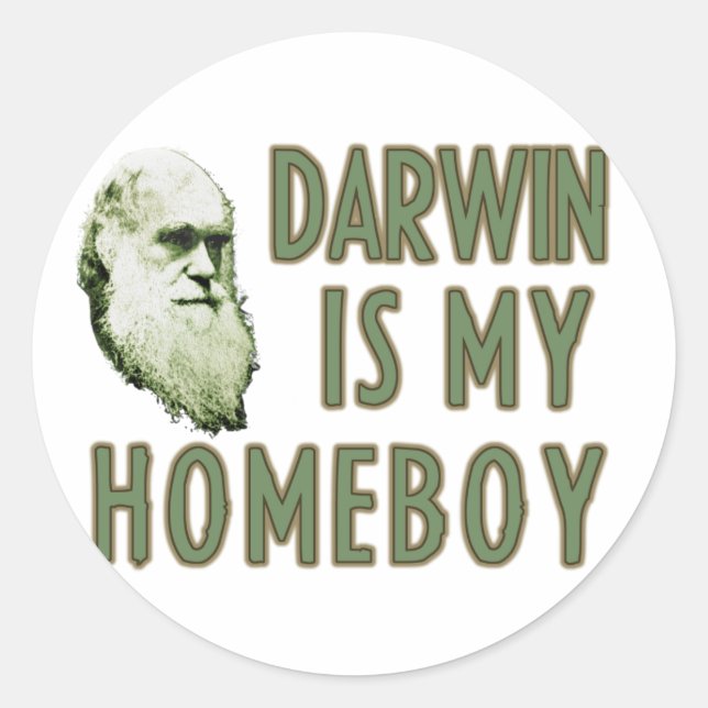 Sticker Rond Darwin est mon garçon (Devant)