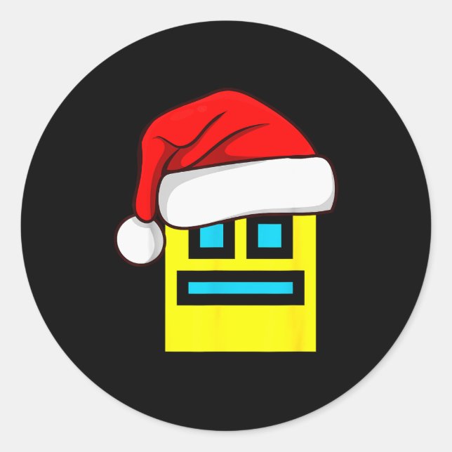 Sticker Rond Dash Geometry Repeat Christmas Santa Hat Game Vide (Devant)