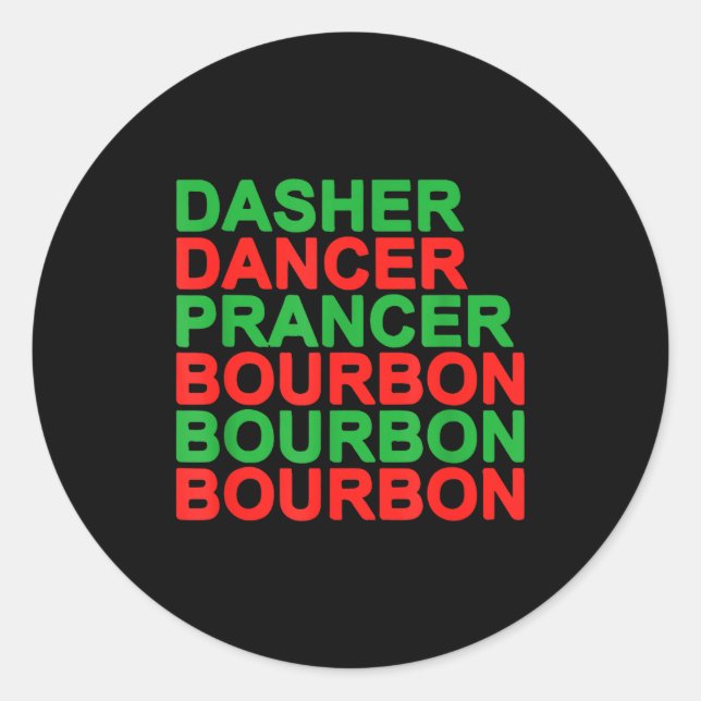 Sticker Rond Dasher Dancer Prancer &amp; Bourbon Christmas Holi (Devant)