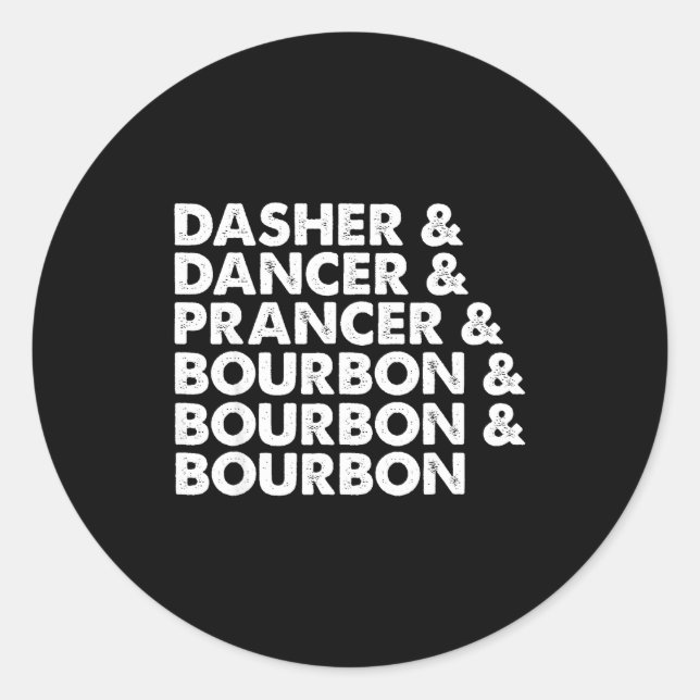 Sticker Rond Dasher Dancer Prancer &amp; Bourbon Christmas Holi (Devant)