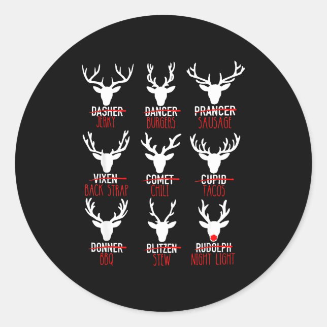 Sticker Rond Dasher Dancer Prancer & Bourbon Noël (Devant)