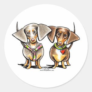 Sticker Rond Dashing Dachshunds Appelés