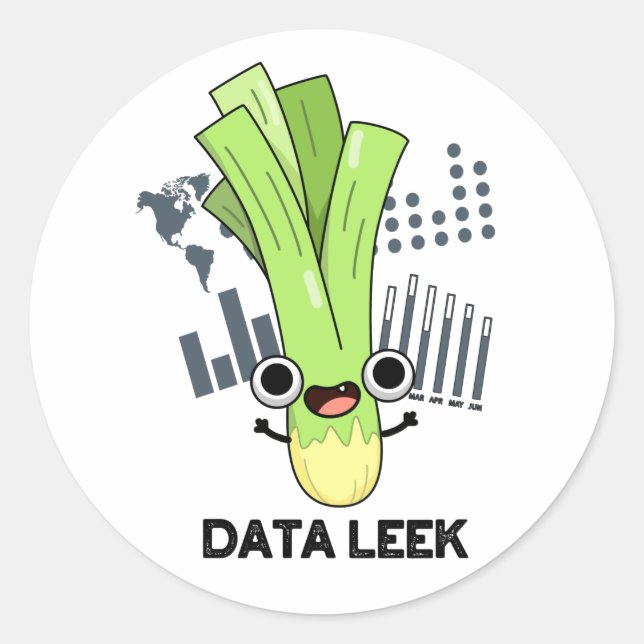 Sticker Rond Data Leek Funny Ordinateur Veggie Pun (Devant)