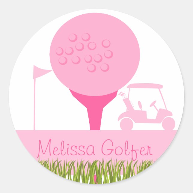 Sticker Rond Date de golf rose (Devant)