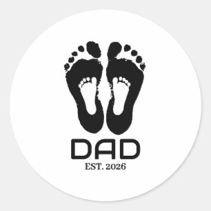 Sticker Rond Date de naissance Empreintes de bébé Nouveau Papa 