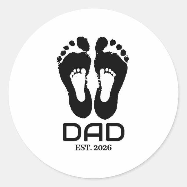 Sticker Rond Date de naissance Empreintes de bébé Nouveau Papa  (Devant)