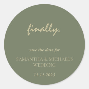 Sticker Rond Date de sauvegarde définitive de script Or Sage Pr