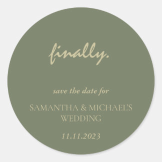 Sticker Rond Date de sauvegarde définitive de script Or Sage Pr